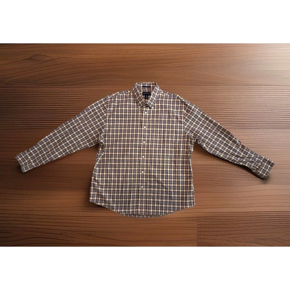 Lands’ End Mens XL Traditional Fit No-Iron Twill Plaid Button Down Shirt